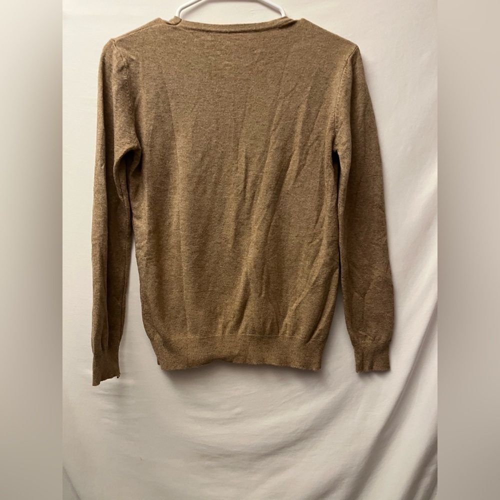 Women's Tan Silk Wool CrewNeck Long Sleeve Lightweight Pullover Tan Sweater S - Picture 3 of 5